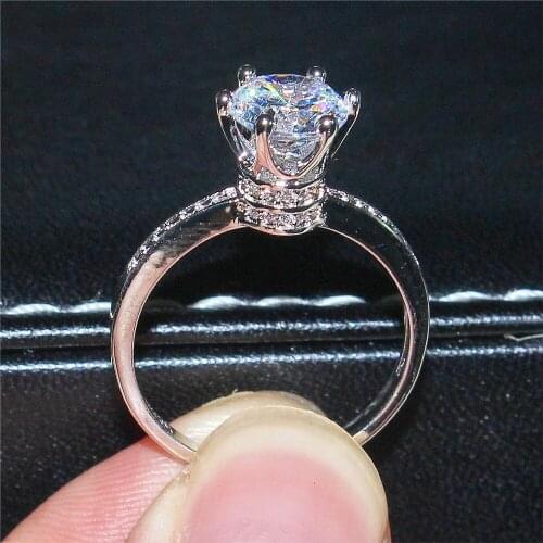 Fashion 925 Silver Wedding Rings for Women Luxury 1.2ct Birthstone CZ Engagement Ring Crown Jewelry size 4-10