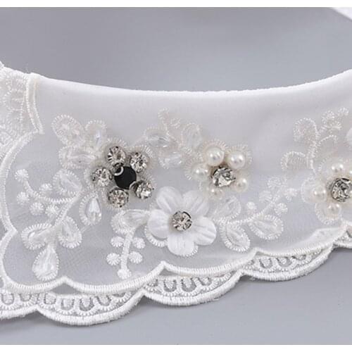Ladies Fashion Imitation Pearl Fake Collar Detachable Dual Mesh Lapel Necklace Women Top Clothes Neckwear Accessories