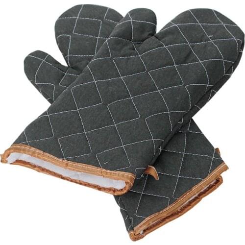 1 Pair Plaid Non-slip Anti-scalding Kitchen Microwave Gloves Baking Oven Mittens Heat Resistant Oven Gloves Cooking Tool