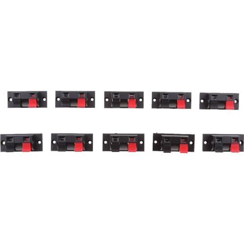 10x 2 Positions Push In Jack Spring Load Audio Speaker Terminals Panel Connector