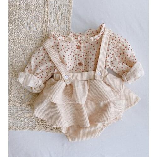 Baby Girl 2PCS Clothes Sets Long Sleeves Shirts+Suspender Skirt Newborn Clothes Summer Autumn Outfit Set Infant Soft Jumpsuits