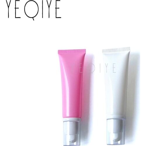 【20PCS】50ML/60ML Glossy White Pink Empty Vacuum PE Cosmetic Soft Tube Plastic Container BB Cream Foundation Bottle Container