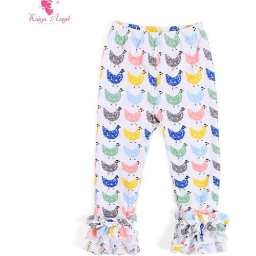 2018 Easter Chick Toddler Girl Clothing Ruffle Icing Pants Boutique Kids Clothing Girls Leggings Ruffle Pants Floral Leggings