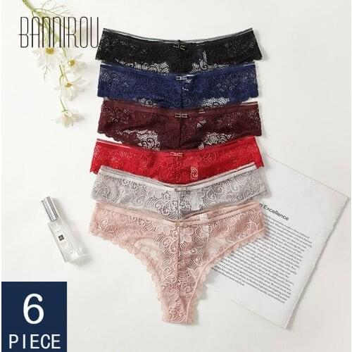 6pcs Sexy Lingerie Underwear For Woman Lady Lace T-back For Woman Panties Female Thongs Underpants Wholesale Panties For Women