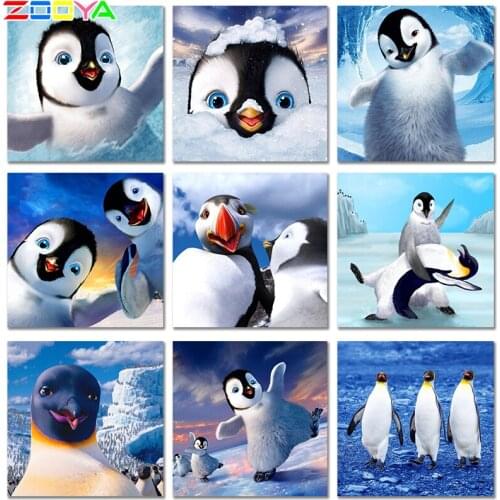 5D Diamond Paintings Mosaic Animal Lovely Full 3D Diy Crystal Penguin Diamond Embroidery Animal Diamond Painting Decortion Er033
