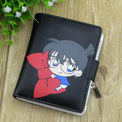 Anime Comic Detective Conan Short Coin Purse Men Women Card Holder Purse Comic Coin Bag