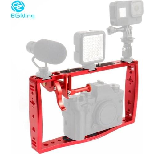 BGNing Diving CNC Dual Handle Selfie Tray Steady Holder Mount Cage Light Rig Kit with Trigger Phone Holder DSLR Action Cameras
