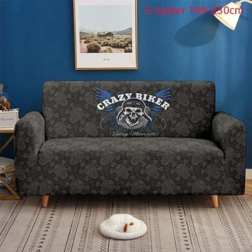 Skull series 3D black Sofa cover Elastic Stretch Sofa Cover 1/2/3/4 Seater Sof Slipcover Couch Covers for Livingroom Sofas