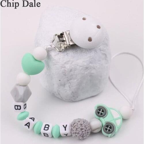 Chip Dale Customizable Baby Silicone Pacifier Anti-drop Chain Car Silicone Beads Cute Pacifier Clips Chains