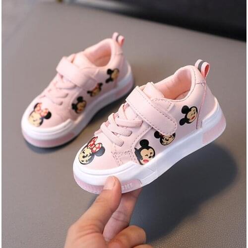 Disney Minnie Mouse Children Sneakers Girls Sport Shoes Child Leisure Trainers Casual Breathable Kids Running White School Shoes