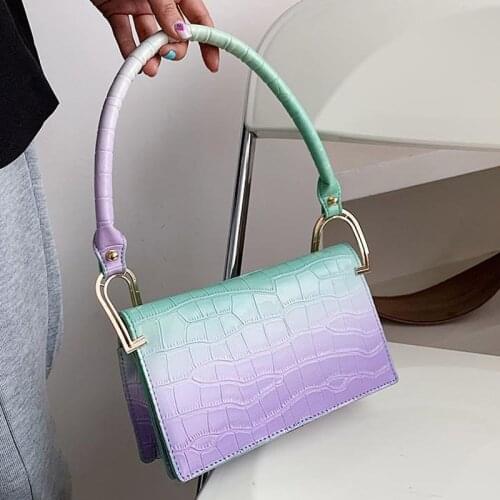 Luxury Brand Rainbow Shoulder Bags Womens Gradient Color Vintage Handbags Metal Chain Frame Bag Women Crossbody Bag Prevalent