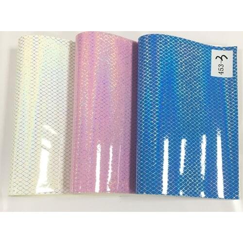 Diamond Pattern PU Holographic Printed Fabric Leather with Metallic Mirror Laser Effect For Making Shoe/Bag/Belt/Handbag
