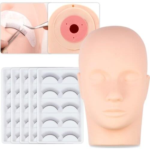 Eyelash Extension Mannequin Head Practice False Eyelashes Beginner Training Set Silicone Head Practicing Lash Extension Supplies