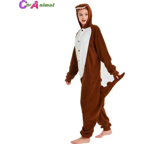 Coffee Dinosaur Adults Polar Fleece Kigurumi Women and Men Cartoon Animal Onesies Pajama For Halloween Carnival Party