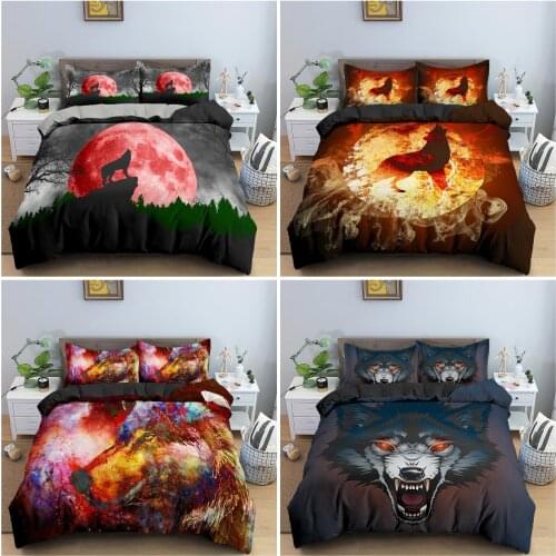 3D Animal Wolf Pattern Bedding Set Soft Luxury Quilt Cover Bedclothes With Pillowcase King Queen Size Home Textile 2/3Pcs