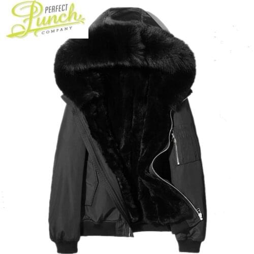 Jacket Mens Coat Winter Real Rabbit Liner Parka Clothes 2021 Men Fox Fur Collar Wam Jackets L18-7700 MY1765