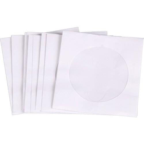 Mini 95pcs Protective White Paper CD DVD Disc Storage Bag Envelopes Flap Dustproof Anti Scratch CD DVD Protect Bag 8.5cm x 8.5cm