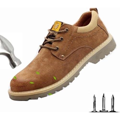 Men Steel Toe Air Safety Boots Pig Skin Labor Insurance Shoes Anti-smash Stab-resistant Anti-slip Work Breathable Sneakers Shoes