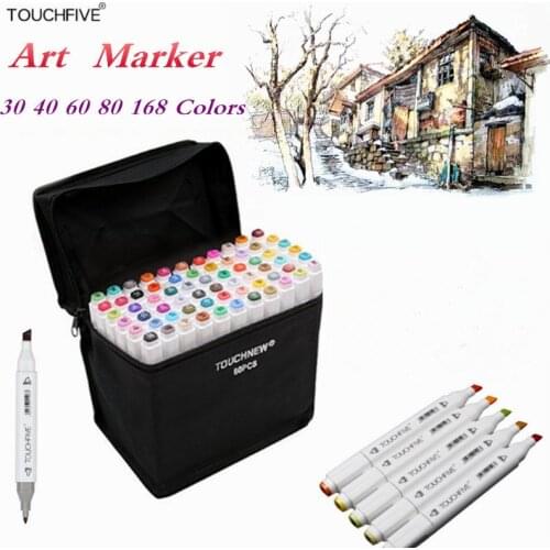 Touchfive 30/40/60/80 Colors Art Markers Set Dual Head Alcohol Sketch Markers Pen For Manga Drawing Markers Design Supplies
