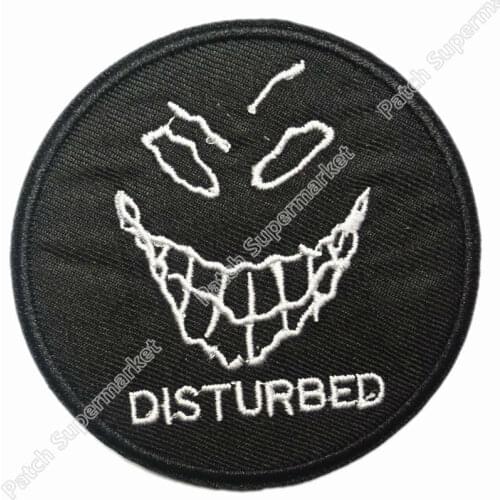 Disturbed Evil Grin Heavy Metal Music Band Iron On/Sew On Patch Tshirt TRANSFER MOTIF APPLIQUE Rock Punk Badge Wholesale