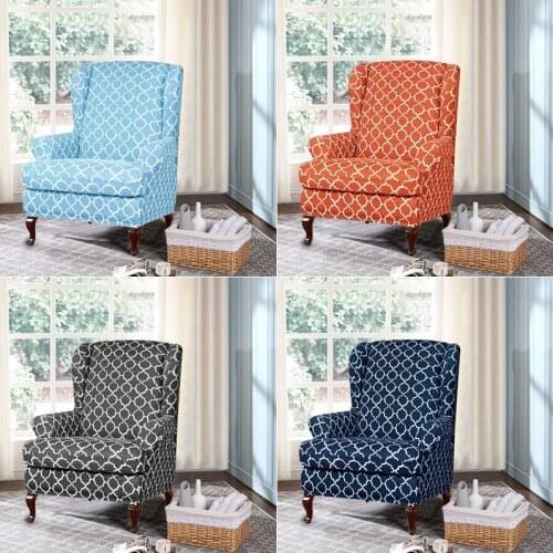 2Pcs/Set Geometric Arm King Back Chair Cover Elastic Armchair Wingback Wing Sofa Bed Cover Stretch Protector Single