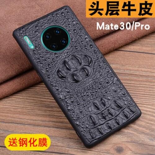 Genuine Leather Case for Huawei Mate 30 Crocodile Print Slim Back Shell Cover for Huawei Mate 30 Pro 30Pro free Screen Protector