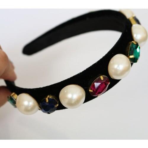 Charm Baroque Handmade Hair Bands Crystal Velvet Fine Headband Wedding Hair Jewelry Accessories Girl Mother and daughter Gift