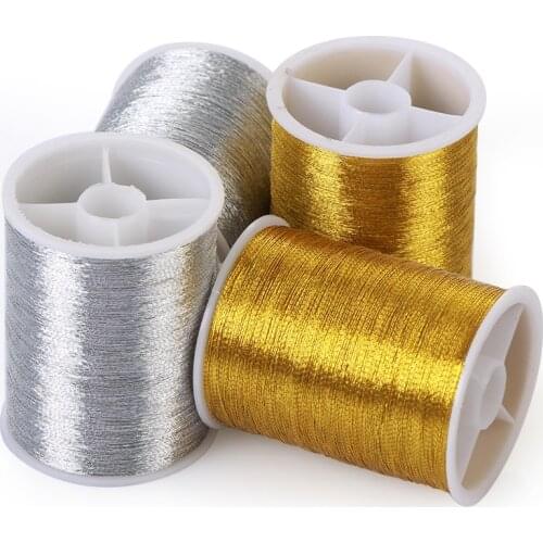 Gold/Silver 100 metres Durable Overlocking Sewing Machine Threads Polyester Cross Stitch Strong Threads for Sewing Supplies