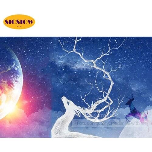 SIOSIOW 5d Diamond Embroidery Deer Full Square 3d Diamond Painting Animal Reindeer Cartoon Pictures Of Rhinestones Children Gift