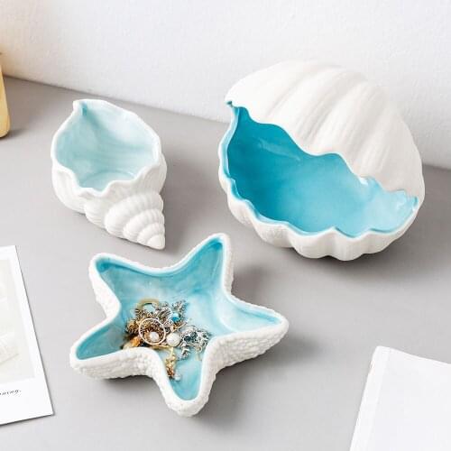 Modern Home Decoration Living Room Bedroom Decoration Gifts Creative Shell Ceramic Storage Debris Desktop Storage Accessories