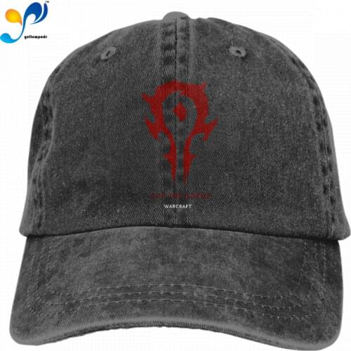 AiFuShi for The Horde Warcraft Sports Denim Cap Adjustable Snapback Casquettes Unisex Plain Baseball Cowboy Hat Black