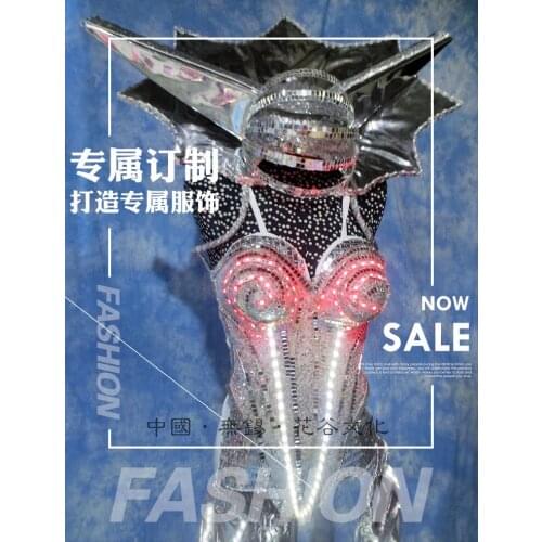 Bar LED technology dance team GOGO stage custom Space female warrior cosplay costume Halloween performance costumes