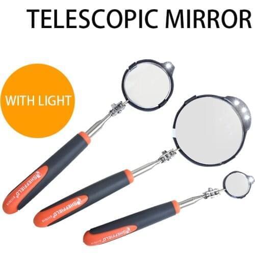 Telescopic inspection mirror with lamp universal auto repair mirror under car inspection mirror chassis maintenance mirror