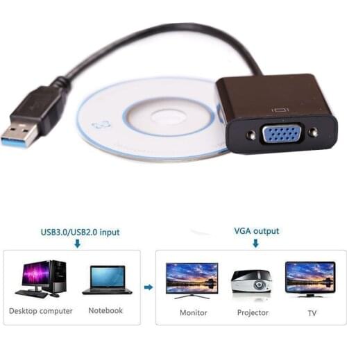USB 3.0 to VGA Multi display Adapter Cable External Graphic Card Video Converter Adaptor for Win7/8/10 1080P