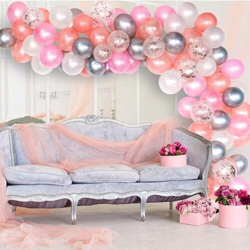 103 Pcs Pink Balloon Garland Arch Kit Latex Confetti Balloons For Baby Shower Wedding Birthday Party Girl Background Decorations