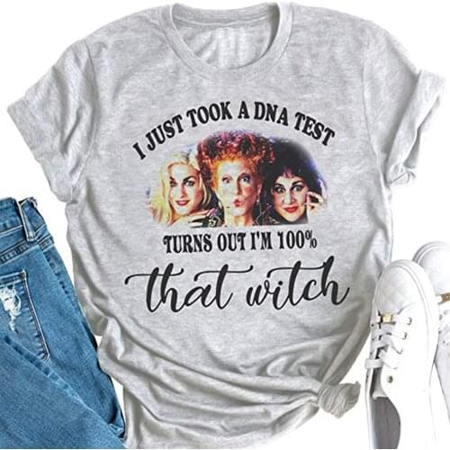 Halloween Witch Sisters T Shirt Women Streetwear 2020 Plus Size Witch Print Tops Kawaii 90s Korean Clothes Aesthetic Girls