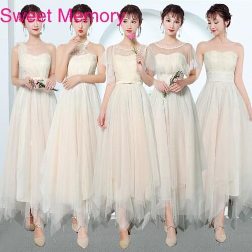 H56 Halter Grey Champagne Long Bridesmaid Dresses 2021 School Graduation Vestidos Wedd Party Dress For Women Robes Sweet Memory