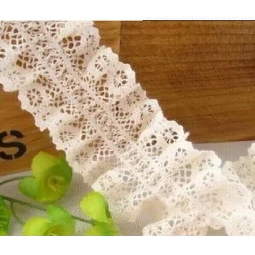 10Yards/lot natural stretch cotton crochet lace,applique lace trim elastic cotton lace 3cm