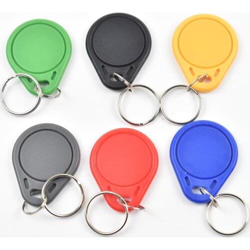 100pcs 13.56MHz IC M1 S50 Keyfobs Tags Access Control RFID Key Finder Card Token Attendance Management Keychain ABS Waterproof