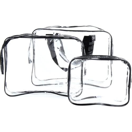3PCS/SET Travel Wash bag PVC Cosmetic bag Transparent Waterproof Handbag three sizes