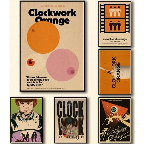 43 Designs Crime Film A Clockwork Orange Kraftpaper Poster Artwork Homedecal Fancy Wall Sticker for Coffee House Bar