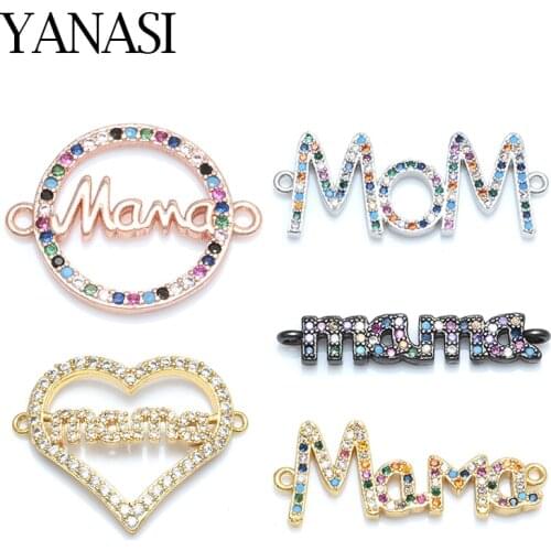 5 Styles Mama Love Femme Connector Charms for Bracelets Bangle Jewelry Making DIY Bracelet Jewelry For Women Mothers Day Gift