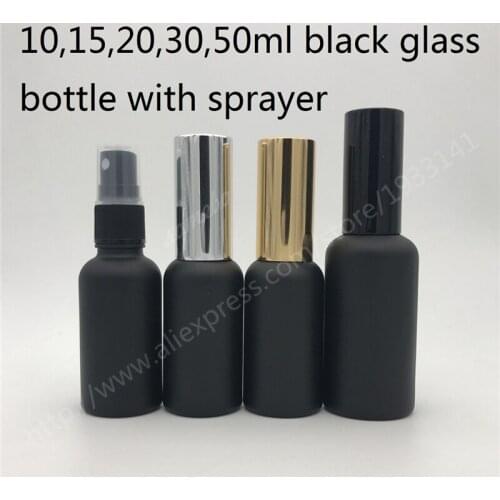 500 x 10ml 15ml 20ml 30ml 50ml Matte Black Empty Glass Spray Bottle with Fine Mist Sprayers for Essential oil