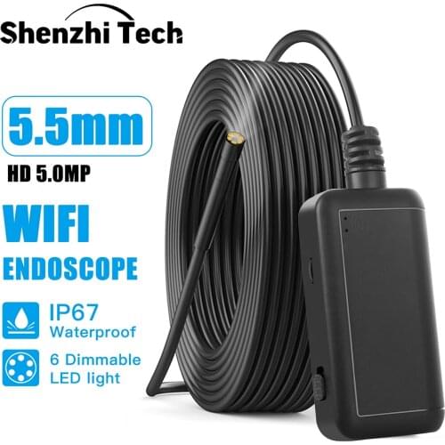 5.0MP Wireless Endoscope Camera for Car Automotive 5.5mm WiFi Borescope 1080P HD Snake Camera for iPhone, Android