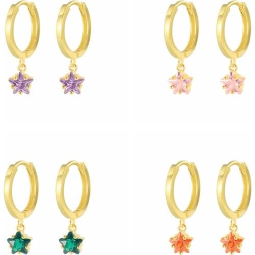 BOKAO 2021 Trend Joyero 925 Sterling Pendientes Star Zircon Hoop Earrings Piercing Aretes Jewelry for Woman Bijoux Femme Aros CZ