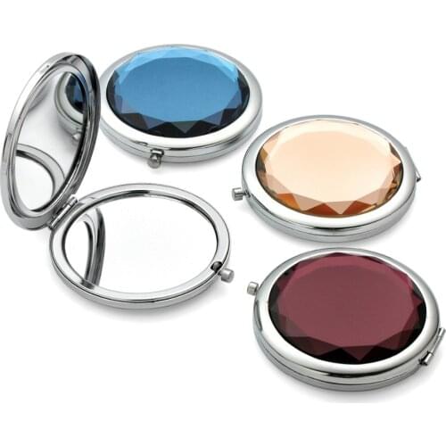 Casudiao 50Pcs Personalized Wedding Favor,Round Crystal Cosmetic Mirror Mini,Customized Wedding Bridal Party Gifts For Guests