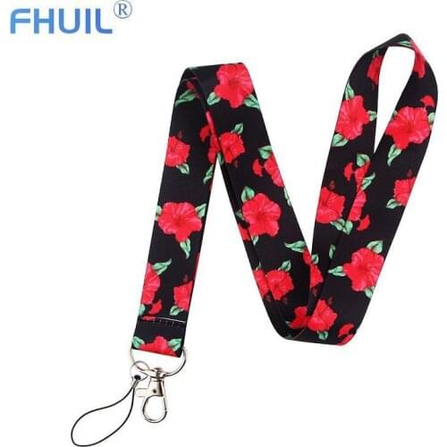 Flower Phone Lanyard for Keys USB ID Card Badge Holder Neck Strap Mobile Phone Straps for iPhone 7 8 Plus Wrist Hang Rope