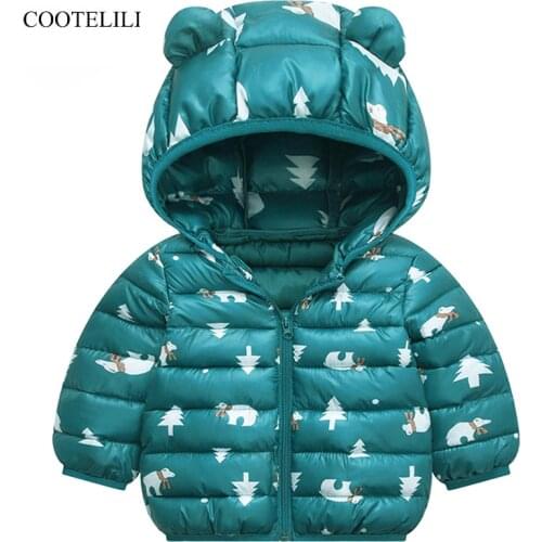 COOTELILI Bear Autumn Winter Baby Boys Clothes Cotton Thick Kids Girls Parkas Jacket For Baby Boy Warm Coat Children Clothing