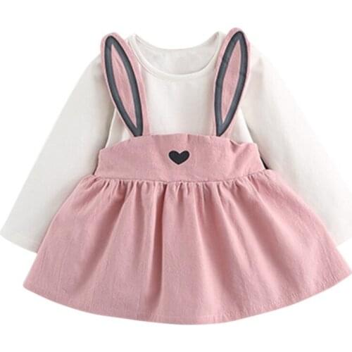 Baby Girl Dress Spring Autumn Children Newborn Cartoon Clothes Infant Rabbit Ears Suit Girls Clothing Princess Dresses Vestidos