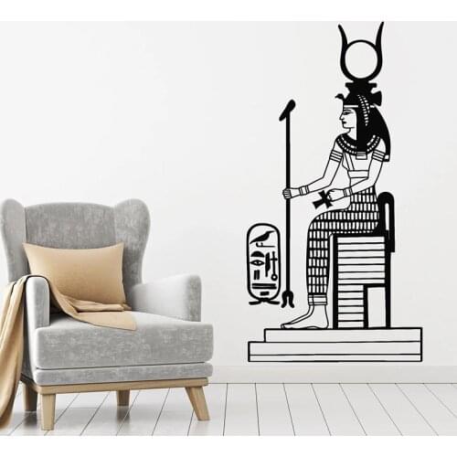 Egyptian Mythology Wall Decal Goddess Hathor Ancient History Egypt Style Door Window Vinyl Stickers Bedroom Home Decor Art E464